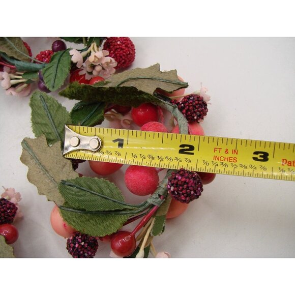 Lot 4 Candle Ring Holders 2" Pink Burgundy Berry Decor Christmas Holiday Vintage - Picture 9 of 10